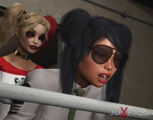 Steamy lovemaking in jail! Harley Quinn smashes a doll jail